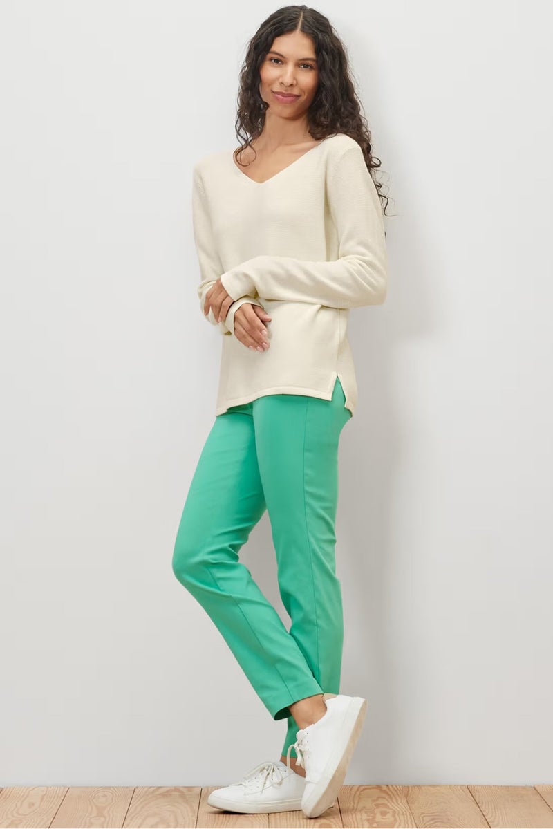 Tchibo Women V Neck Knitted Sweater, Off White - Image 1